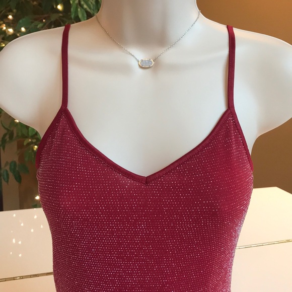 EXPRESS RED & SILVER SPARKLY CAMISOLE TOP SIZE XS - Picture 5 of 8
